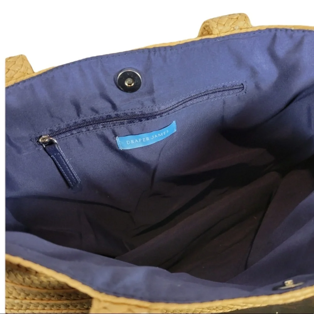 DRAPER JAMES Everyday Straw Bag with Floral Scarf Tie NWT